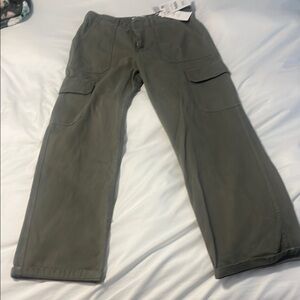 Zara Olive Wide-Leg Cargo Pants